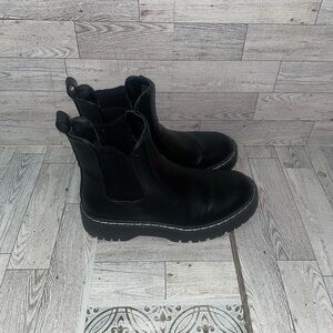 Sincerely Jules platform Black Leather Ankle Boots women size 6